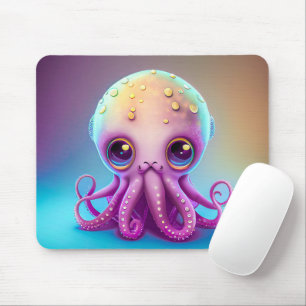 Alfombrilla De Ratón Arte de Alien Octopus Púrpura Colorido Lindo  