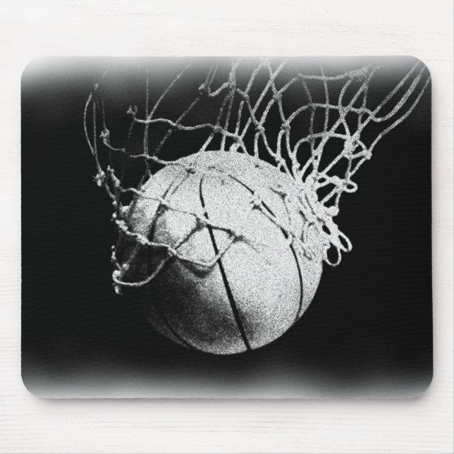 Alfombrilla De Ratón Arte de baloncesto en blanco y negro (Frente)