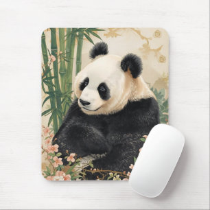 Alfombrilla De Ratón Arte de Bambú Cute Panda Bear