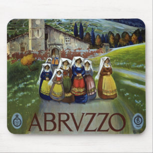 Alfombrilla De Ratón Arte de cartel de viaje vintage de Abruzzo Italia 