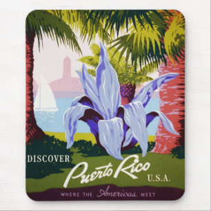 Alfombrilla De Ratón Arte de cartel de viaje vintage, ¡Descubre Puerto