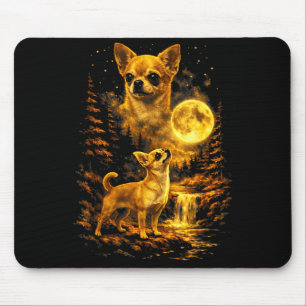 Alfombrilla De Ratón arte de Chihuahua noche de luna Chihuahua aullando