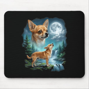 Alfombrilla De Ratón arte de Chihuahua noche iluminada por la luna chih