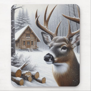 Alfombrilla De Ratón Arte de ciervo/venado de invierno
