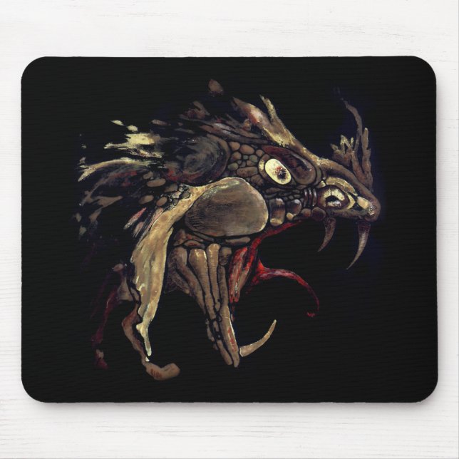 Alfombrilla De Ratón Arte de esmalte de dragón de fuego (Frente)