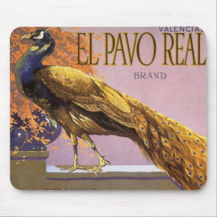 Alfombrilla De Ratón Arte de etiqueta de caja de frutas vintage El Pavo