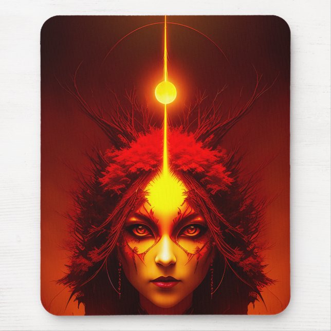 Alfombrilla De Ratón Arte de fantasía de diosa de fuego (Frente)
