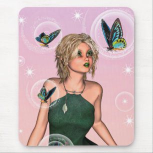 Alfombrilla De Ratón Arte de fantasía de hada mariposa brillante