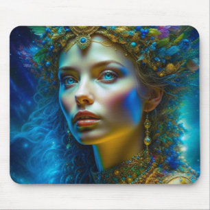 Alfombrilla De Ratón Arte de fantasía etérea Princesa Diosa y joyas
