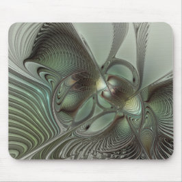 Alfombrilla De Ratón Arte de fantasía fractal gris verde salvia oliva a