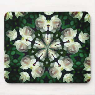 Alfombrilla De Ratón Arte de Flor Resumen de Rosa Blanca