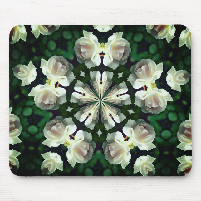 Alfombrilla De Ratón Arte de Flor Resumen de Rosa Blanca (Frente)
