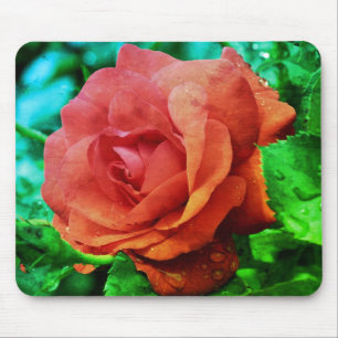 Alfombrilla De Ratón Arte de Flor Rosa Rojo