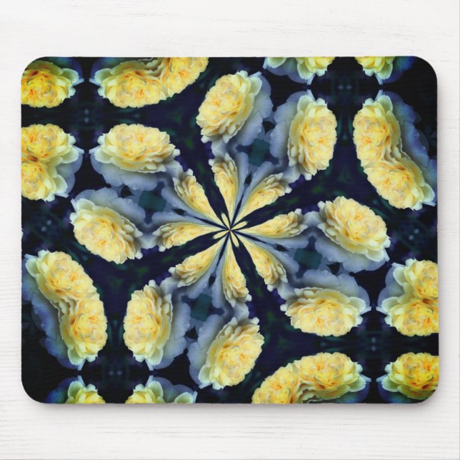 Alfombrilla De Ratón Arte de flores abstractas de rosa amarilla (Frente)