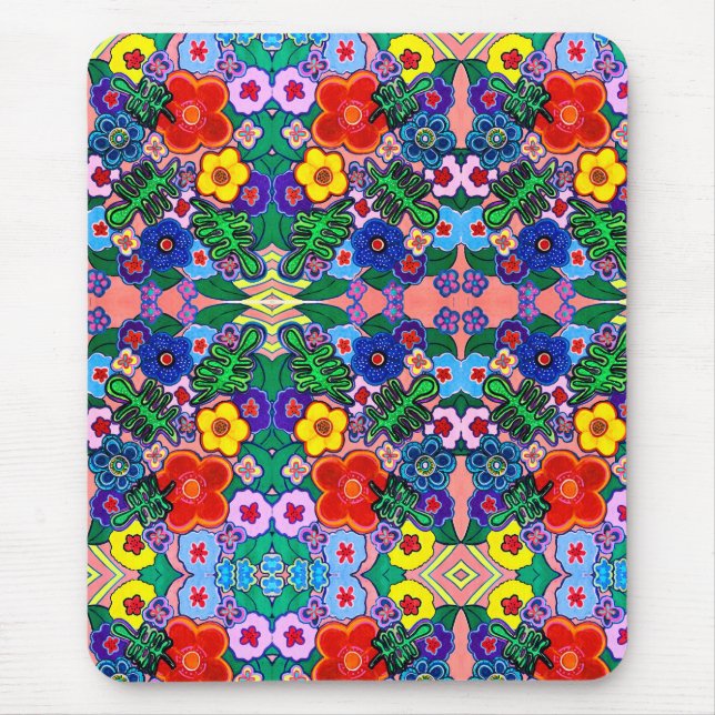 Alfombrilla De Ratón Arte de flores luminosas abstractas (Frente)