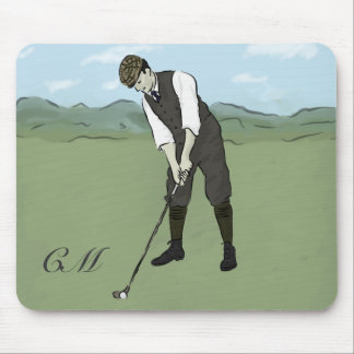 Alfombrilla De Ratón Arte de golf Monogramed Vintage Style