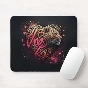 Alfombrilla De Ratón Arte de grafiti de amor de corazón de leopardo    