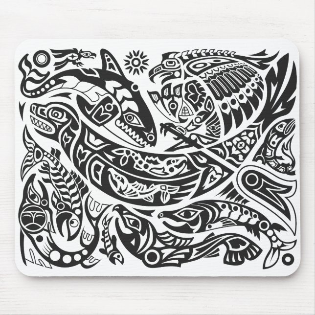 Alfombrilla De Ratón Arte de Haida para chamanes, ballenas y Thunderbir (Frente)