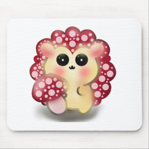 Alfombrilla De Ratón Arte de hongo rojo Kawaii adorable erizo seta