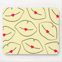 Alfombrilla De Ratón Arte de línea minimalista moderna labios amarillo 