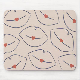 Alfombrilla De Ratón Arte de línea minimalista moderna labios rojo terr