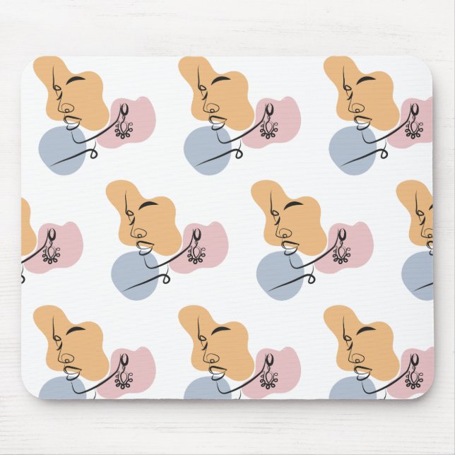 Alfombrilla De Ratón arte de líneas de mujeres hermosas (Frente)