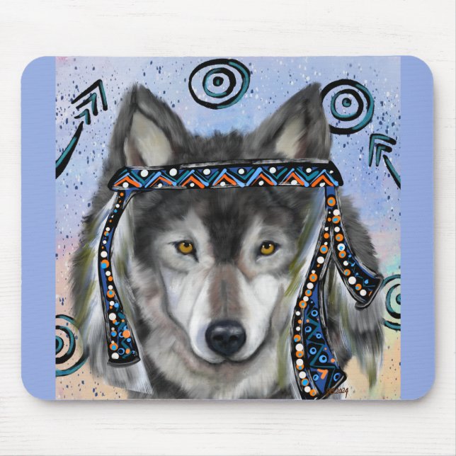 Alfombrilla De Ratón Arte de Lobo (Frente)