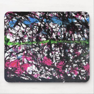 Alfombrilla De Ratón Arte de mármol negro, rosa, verde y azul