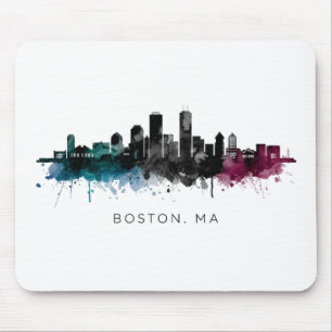 Alfombrilla De Ratón Arte de Massachusetts Acuarela del horizonte de