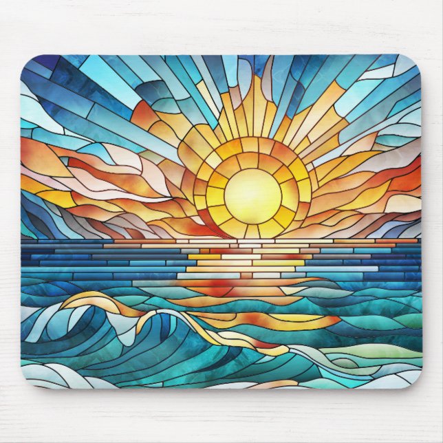 Alfombrilla De Ratón Arte de mosaico de Ocean Sunset (Frente)