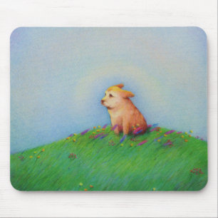 Alfombrilla De Ratón Arte de perro espero paz primavera cielo adorable