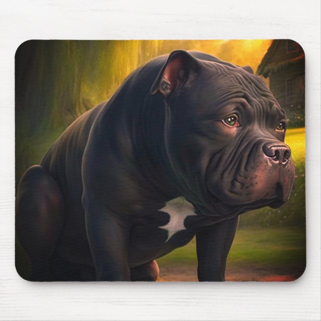 Alfombrilla De Ratón Arte de perro negro (Frente)