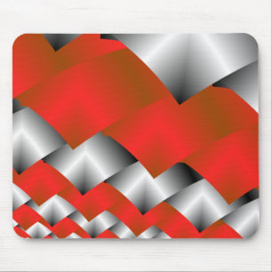 Alfombrilla De Ratón Arte de plata y rojo tejido del fractal