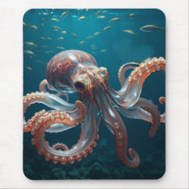 Alfombrilla De Ratón Arte de Pulpo de Vidrio Irisado | Arte de Mar Prof