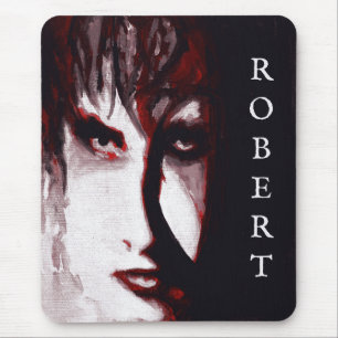 Alfombrilla De Ratón Arte de retrato de hombre de música goth post punk