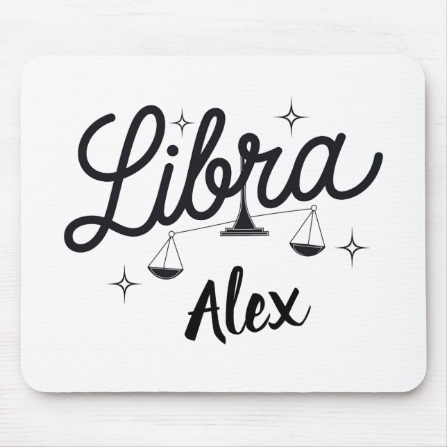 Alfombrilla De Ratón Arte de Rótulo Libra Zodiac personalizado (Frente)