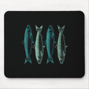 Alfombrilla De Ratón Arte de sardina vintage Amante de sardinas enlatad
