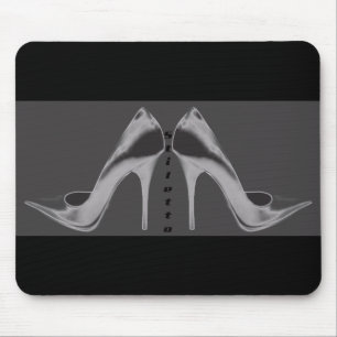 Alfombrilla De Ratón Arte de Stiletto Plateado brillante