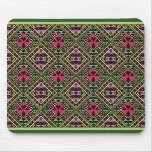 Alfombrilla De Ratón Arte de tela abstracta brillante rosa y verde
