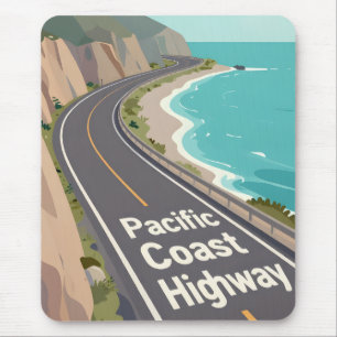Alfombrilla De Ratón Arte de viaje gráfico de la autopista de la costa 