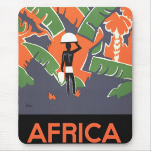 Alfombrilla De Ratón Arte Deco Vintage de Viajes, Nativo en Jungla Afri