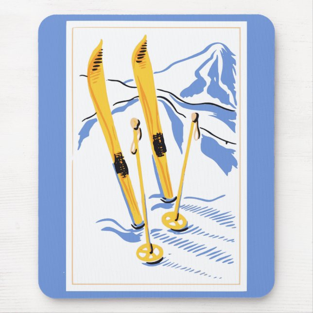 Alfombrilla De Ratón Arte del esquí del vintage (Frente)