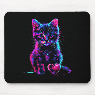 Alfombrilla De Ratón Arte divertido de falla de luz negra Gato lindo Ga