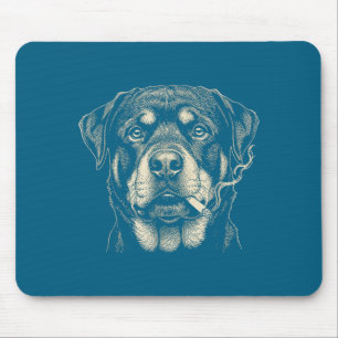 Alfombrilla De Ratón Arte divertido de Rottweiler fumando un cigarrillo