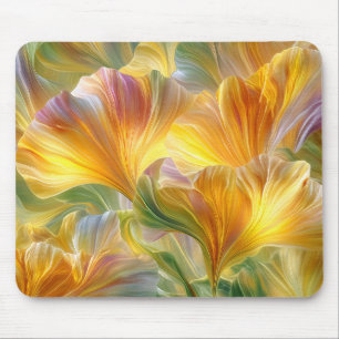 Alfombrilla De Ratón Arte floral abstracto con pétalos amarillos