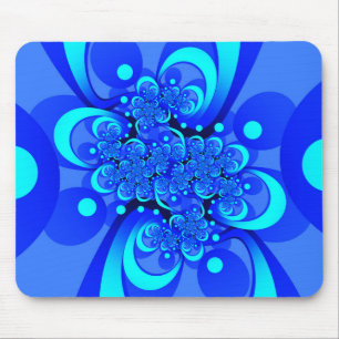 Alfombrilla De Ratón Arte fractal abstracto moderno tonos de azul