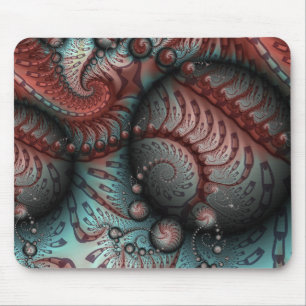 Alfombrilla De Ratón Arte fractal de fantasía vívida abstracta marrón a