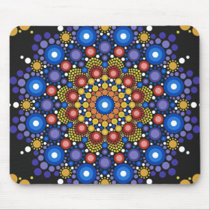 Alfombrilla De Ratón Arte Fractal Floral Dotado Retro Mandala