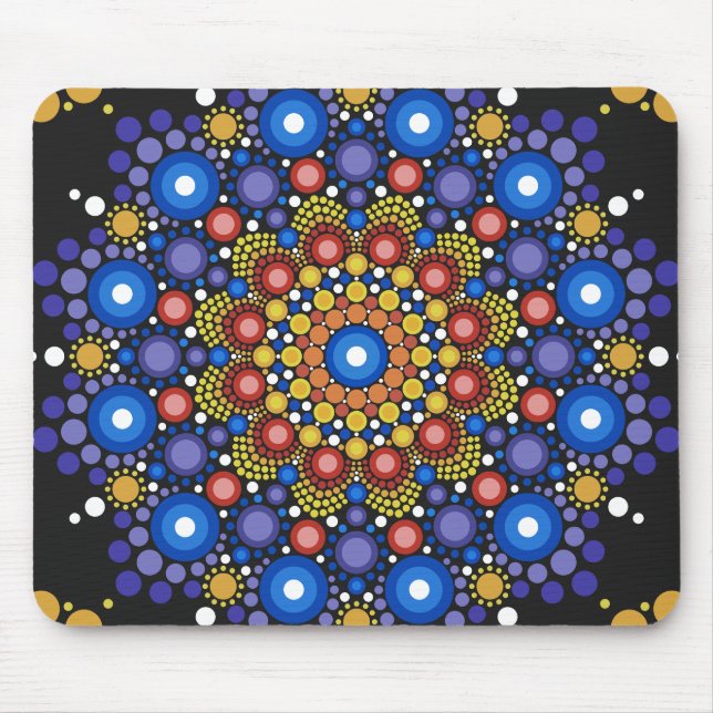 Alfombrilla De Ratón Arte Fractal Floral Dotado Retro Mandala (Frente)