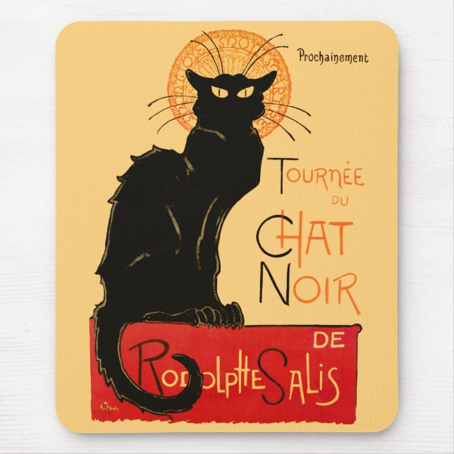 Alfombrilla De Ratón Arte francés Steinlen Black Cat Classic (Frente)